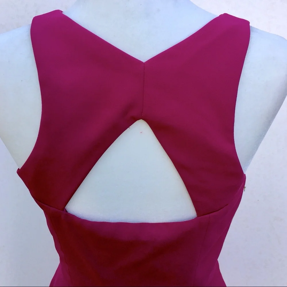 ADELYN RAE FUCSHIA CUTOUT SKATER DRESS